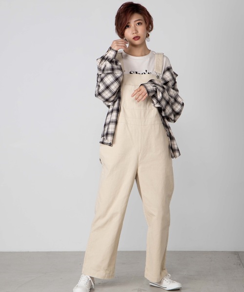 WEGO（ウィゴー）の「WEGO/コーデュロイオーバーオール（サロペット/オーバーオール・レディース・ブラック/アイボリー/キャメル・FREE）」の9枚目の写真