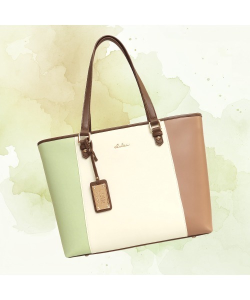 Clelia（クレリア）の「チャーム付きトリコロールカラートートバッグ（トートバッグ・レディース・桜/ブルー系その他/ピンク系その他/ブルー系その他2/グリーン系その他/ブラウン系その他/ブラウン系その他2/グリーン×ピンク/ブルー系その他3/ブラウン系その他3/イエロー系その他/グリーン系その他2/B/A/C/D・ONE SIZE）」の14枚目の写真