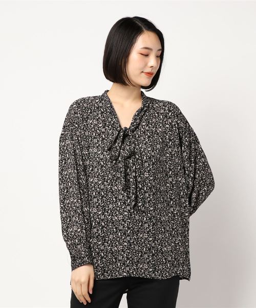 minius（ミニウス）の「ミニウス/ボウタイブラウス/レディース ボウタイブラウス プリント 総柄 透け感 ボヘミアン レオパード柄（シャツ/ブラウス・レディース・ブラウン系その他/ブラック系その他/ホワイト系その他/ブラック系その他2・MEDIUM）」の8枚目の写真