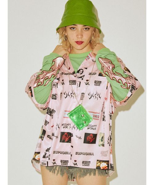 jouetie(ジュエティ)の「ファイヤースリーブロンT(Tシャツ/カットソー・レディース・オフホワイト/ブラック/グリーン・MEDIUM)」の4枚目の写真