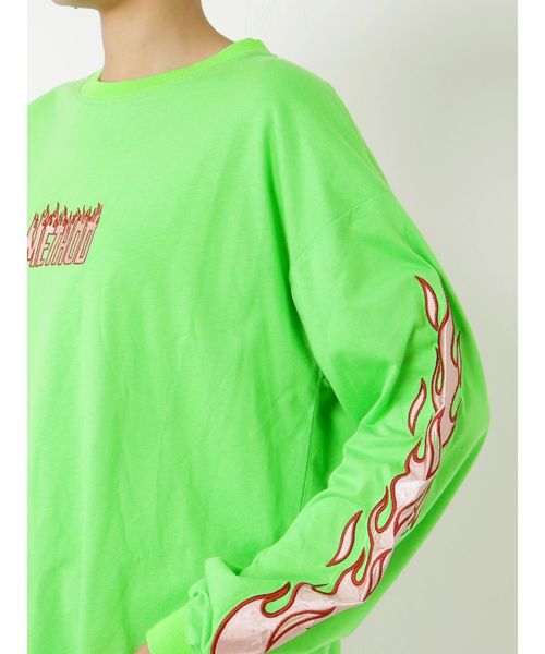 jouetie(ジュエティ)の「ファイヤースリーブロンT(Tシャツ/カットソー・レディース・オフホワイト/ブラック/グリーン・MEDIUM)」の21枚目の写真