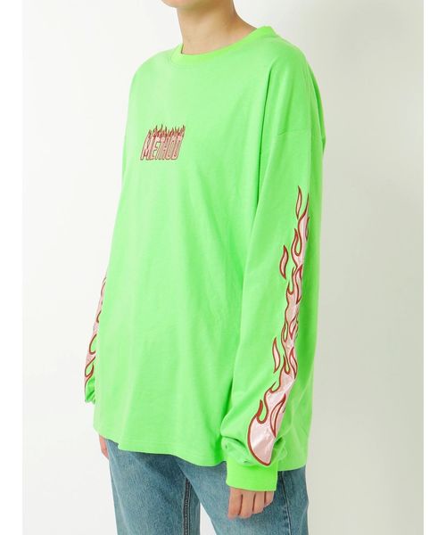 jouetie(ジュエティ)の「ファイヤースリーブロンT(Tシャツ/カットソー・レディース・オフホワイト/ブラック/グリーン・MEDIUM)」の6枚目の写真