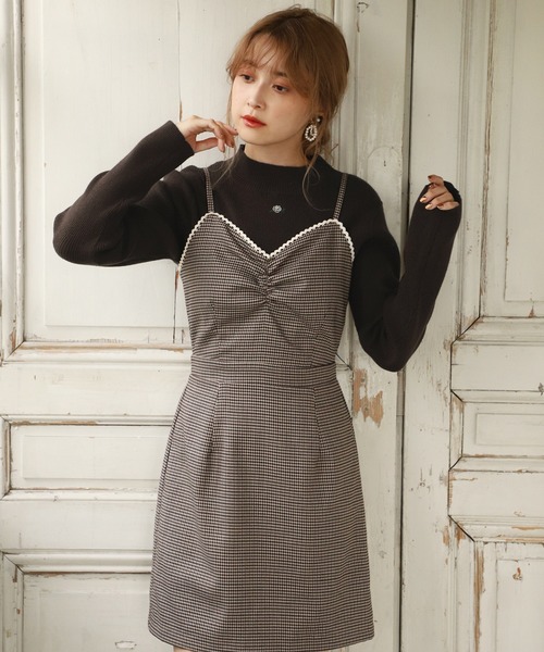 one after another NICE CLAUP(ワンアフターアナザーナイスクラップ)の「バラ刺繍プチハイリブニット(ニット/セーター・レディース・アイボリー/ブラウン/ミント・FREE)」の10枚目の写真