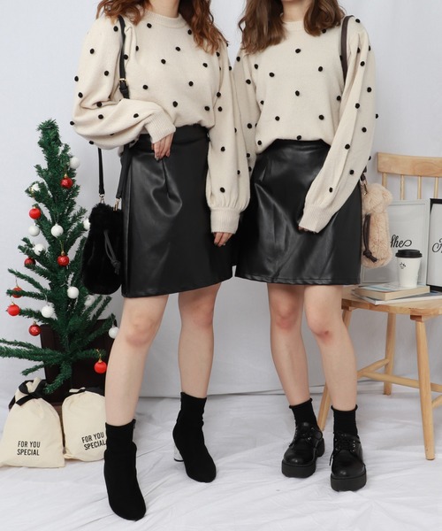 PairPair（ペアペア）の「フェイクレザー台形スカート（スカート・レディース・ブラック/モカ/アイボリー・FREE）」の6枚目の写真