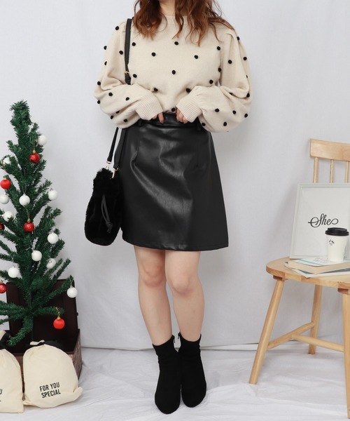 PairPair（ペアペア）の「フェイクレザー台形スカート（スカート・レディース・ブラック/モカ/アイボリー・FREE）」の10枚目の写真