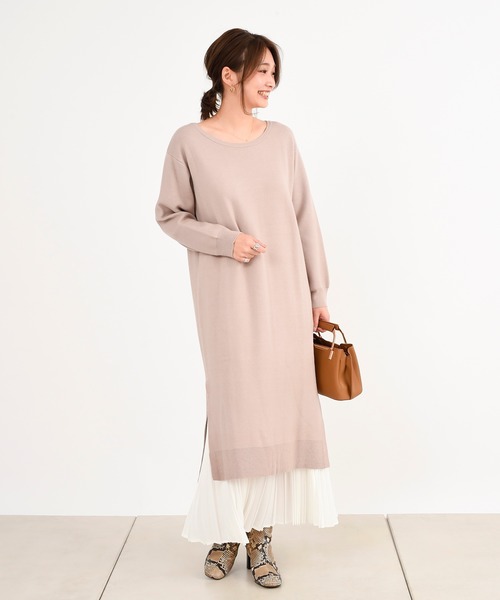 DouDou（ドゥドゥ）の「スカートセットニットワンピース（ワンピース・レディース・ホワイト/ベージュ・FREE）」の4枚目の写真