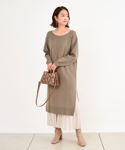 DouDou（ドゥドゥ）の「スカートセットニットワンピース（ワンピース・レディース・ホワイト/ベージュ・FREE）」の6枚目の写真