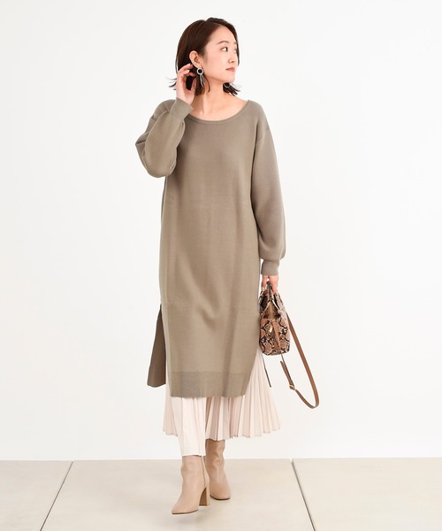 DouDou（ドゥドゥ）の「スカートセットニットワンピース（ワンピース・レディース・ホワイト/ベージュ・FREE）」の8枚目の写真