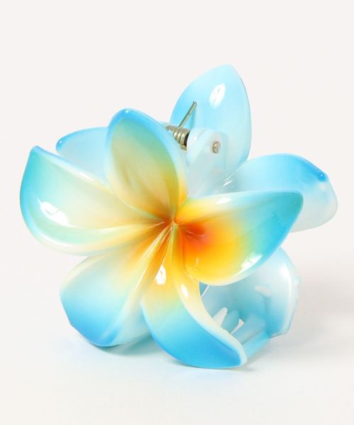 No.643  ハンドメイド バレッタ  プルメリア プルメリアのバレッタ＊手描きのお花 バレッタ hotaru yoshinaga