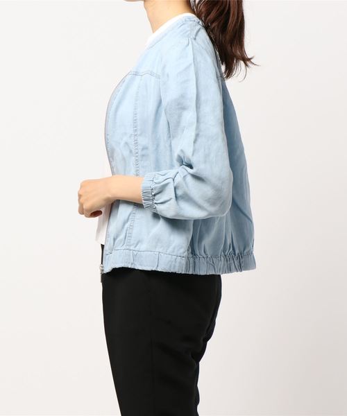BELLUNA PLUS(ベルーナ)の「デニム素材ジッパー使いジャケット(デニムジャケット・レディース・サックスブルー/ブルー・MEDIUM/LARGE/X-LARGE)」の7枚目の写真