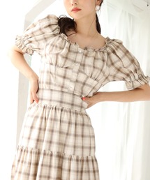 one after another NICE CLAUP | パフスリーブチェックブラウス(シャツ/ブラウス)