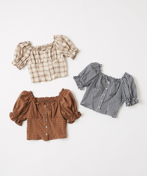 one after another NICE CLAUP（ワンアフターアナザーナイスクラップ）の「パフスリーブチェックブラウス（シャツ/ブラウス・レディース・ブラック/ブラウン/ベージュ・FREE）」の16枚目の写真