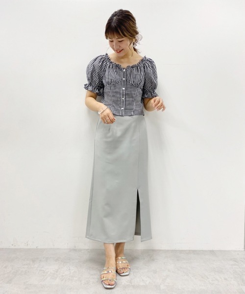 one after another NICE CLAUP（ワンアフターアナザーナイスクラップ）の「パフスリーブチェックブラウス（シャツ/ブラウス・レディース・ブラック/ブラウン/ベージュ・FREE）」の5枚目の写真