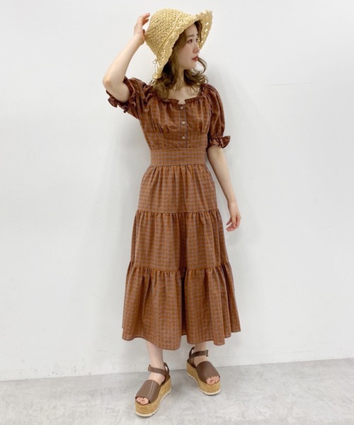 one after another NICE CLAUP（ワンアフターアナザーナイスクラップ）の「パフスリーブチェックブラウス（シャツ/ブラウス・レディース・ブラック/ブラウン/ベージュ・FREE）」の8枚目の写真