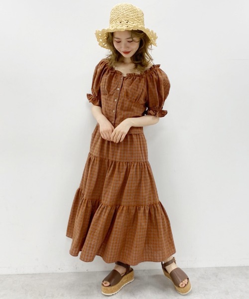 one after another NICE CLAUP（ワンアフターアナザーナイスクラップ）の「パフスリーブチェックブラウス（シャツ/ブラウス・レディース・ブラック/ブラウン/ベージュ・FREE）」の9枚目の写真