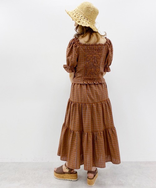 one after another NICE CLAUP（ワンアフターアナザーナイスクラップ）の「パフスリーブチェックブラウス（シャツ/ブラウス・レディース・ブラック/ブラウン/ベージュ・FREE）」の10枚目の写真