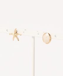 【Kahiko】スターフィッシュ&オーバルアシンメトリーピアス