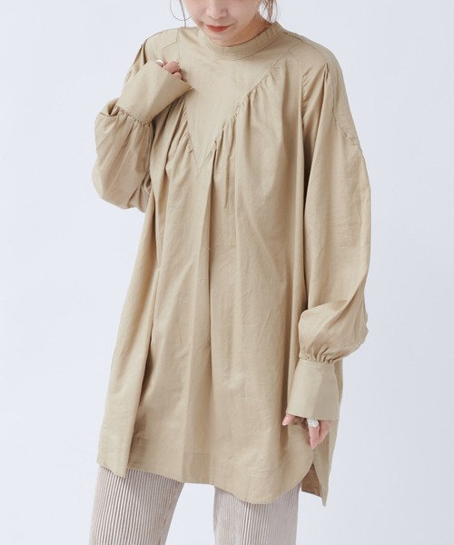 DouDou（ドゥドゥ）の「ハイネック切替ブラウス（シャツ/ブラウス・レディース・ブラック/ベージュ・FREE）」の2枚目の写真