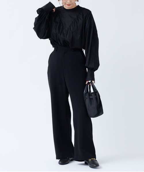 DouDou（ドゥドゥ）の「ハイネック切替ブラウス（シャツ/ブラウス・レディース・ブラック/ベージュ・FREE）」の8枚目の写真