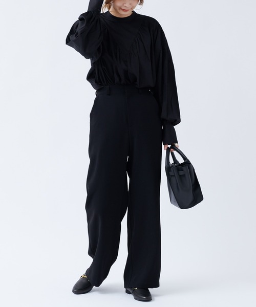 DouDou（ドゥドゥ）の「ハイネック切替ブラウス（シャツ/ブラウス・レディース・ブラック/ベージュ・FREE）」の7枚目の写真