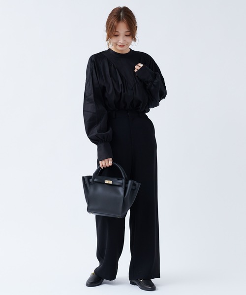 DouDou（ドゥドゥ）の「ハイネック切替ブラウス（シャツ/ブラウス・レディース・ブラック/ベージュ・FREE）」の6枚目の写真