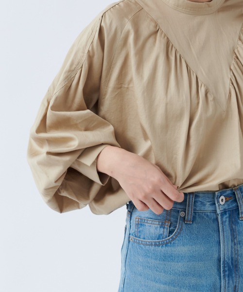 DouDou（ドゥドゥ）の「ハイネック切替ブラウス（シャツ/ブラウス・レディース・ブラック/ベージュ・FREE）」の11枚目の写真