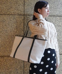 【トートバッグ】キャンバス×レザーパイピング