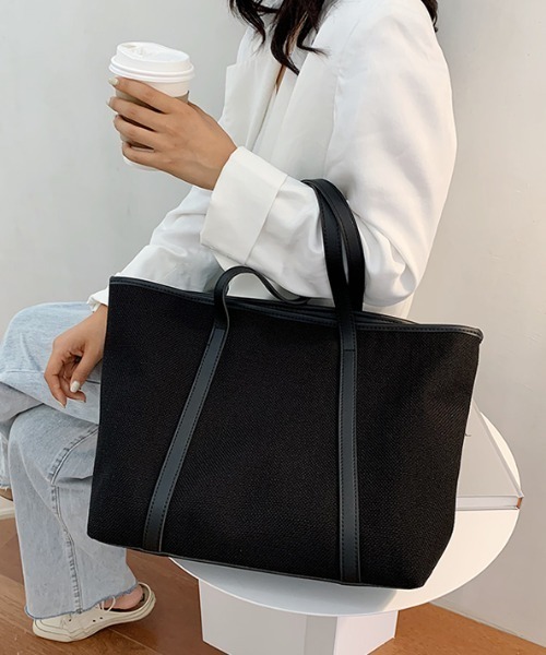 yuue' ( wear )(ユーイ)の「【トートバッグ】キャンバス×レザーパイピング(トートバッグ・レディース・ブラック/ベージュ/ホワイト・FREE)」の14枚目の写真