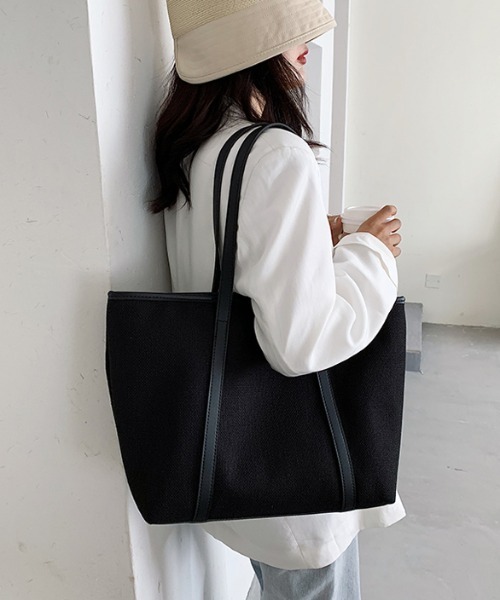 yuue' ( wear )(ユーイ)の「【トートバッグ】キャンバス×レザーパイピング(トートバッグ・レディース・ブラック/ベージュ/ホワイト・FREE)」の17枚目の写真