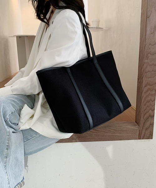 yuue' ( wear )(ユーイ)の「【トートバッグ】キャンバス×レザーパイピング(トートバッグ・レディース・ブラック/ベージュ/ホワイト・FREE)」の20枚目の写真