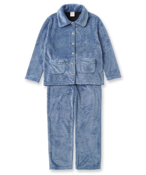 fran de lingerie(フランデランジェリー)の「memory fleece set-up襟付き&前開き・上下セット(ルームウェア/パジャマ・レディース・ライトブラウン/ダークブルー/ワイン/グレイッシュブルー/コーラルピンク・M-L)」の3枚目の写真