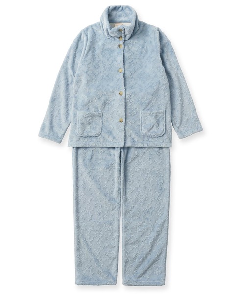 fran de lingerie(フランデランジェリー)の「memory fleece set-up襟付き&前開き・上下セット(ルームウェア/パジャマ・レディース・ライトブラウン/ダークブルー/ワイン/グレイッシュブルー/コーラルピンク・M-L)」の4枚目の写真