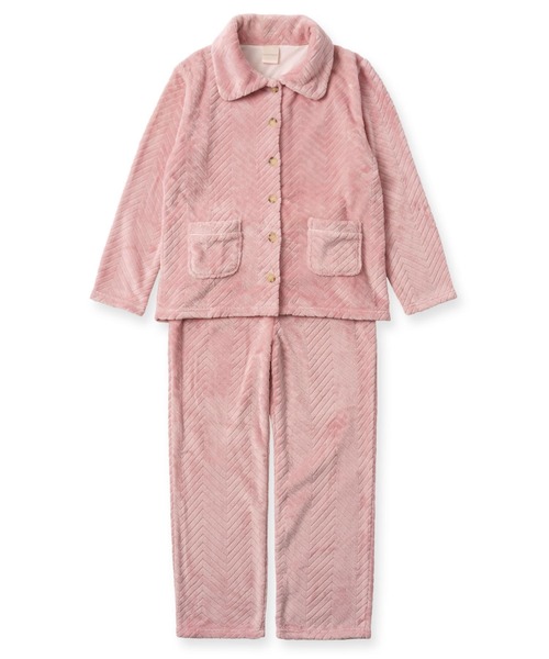 fran de lingerie(フランデランジェリー)の「memory fleece set-up襟付き&前開き・上下セット(ルームウェア/パジャマ・レディース・ライトブラウン/ダークブルー/ワイン/グレイッシュブルー/コーラルピンク・M-L)」の5枚目の写真