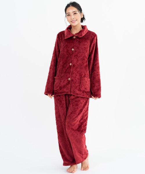 fran de lingerie(フランデランジェリー)の「memory fleece set-up襟付き&前開き・上下セット(ルームウェア/パジャマ・レディース・ライトブラウン/ダークブルー/ワイン/グレイッシュブルー/コーラルピンク・M-L)」の16枚目の写真