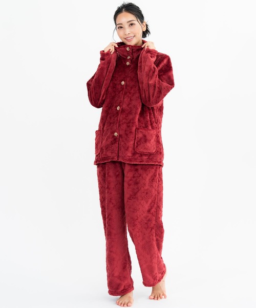 fran de lingerie(フランデランジェリー)の「memory fleece set-up襟付き&前開き・上下セット(ルームウェア/パジャマ・レディース・ライトブラウン/ダークブルー/ワイン/グレイッシュブルー/コーラルピンク・M-L)」の13枚目の写真