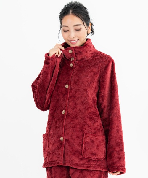 fran de lingerie(フランデランジェリー)の「memory fleece set-up襟付き&前開き・上下セット(ルームウェア/パジャマ・レディース・ライトブラウン/ダークブルー/ワイン/グレイッシュブルー/コーラルピンク・M-L)」の11枚目の写真