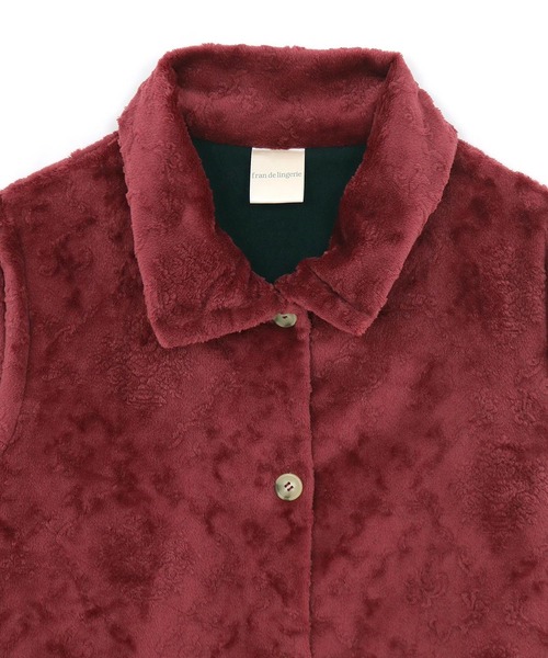 fran de lingerie(フランデランジェリー)の「memory fleece set-up襟付き&前開き・上下セット(ルームウェア/パジャマ・レディース・ライトブラウン/ダークブルー/ワイン/グレイッシュブルー/コーラルピンク・M-L)」の12枚目の写真