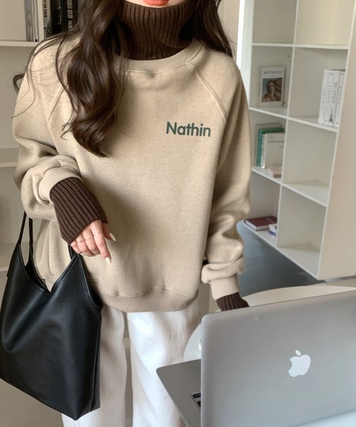 emi+（エミプラス）の「ハイネックリブニットドッキングトレーナー（パーカー・レディース・ベージュ/カーキ/ベージュ系その他/ブラック/ベージュ系その他2/ネイビー/ボルドー/グレー/キャメル・FREE）」の5枚目の写真