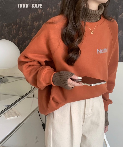 emi+（エミプラス）の「ハイネックリブニットドッキングトレーナー（パーカー・レディース・ベージュ/カーキ/ベージュ系その他/ブラック/ベージュ系その他2/ネイビー/ボルドー/グレー/キャメル・FREE）」の9枚目の写真