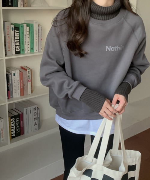 emi+（エミプラス）の「ハイネックリブニットドッキングトレーナー（パーカー・レディース・ベージュ/カーキ/ベージュ系その他/ブラック/ベージュ系その他2/ネイビー/ボルドー/グレー/キャメル・FREE）」の3枚目の写真