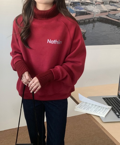 emi+（エミプラス）の「ハイネックリブニットドッキングトレーナー（パーカー・レディース・ベージュ/カーキ/ベージュ系その他/ブラック/ベージュ系その他2/ネイビー/ボルドー/グレー/キャメル・FREE）」の15枚目の写真