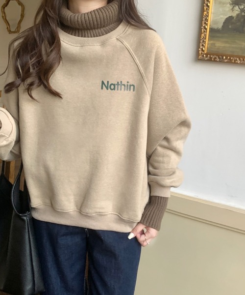 emi+（エミプラス）の「ハイネックリブニットドッキングトレーナー（パーカー・レディース・ベージュ/カーキ/ベージュ系その他/ブラック/ベージュ系その他2/ネイビー/ボルドー/グレー/キャメル・FREE）」の20枚目の写真