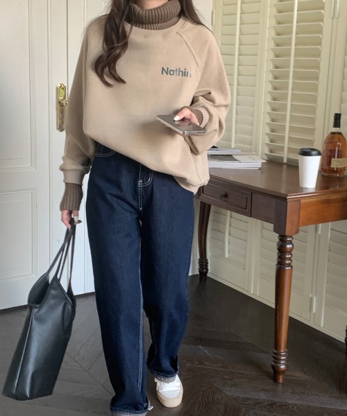 emi+（エミプラス）の「ハイネックリブニットドッキングトレーナー（パーカー・レディース・ベージュ/カーキ/ベージュ系その他/ブラック/ベージュ系その他2/ネイビー/ボルドー/グレー/キャメル・FREE）」の21枚目の写真