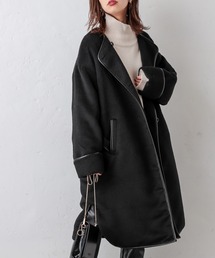 natural couture | キルトリバーシブルパイピングコート(ノーカラーコート)