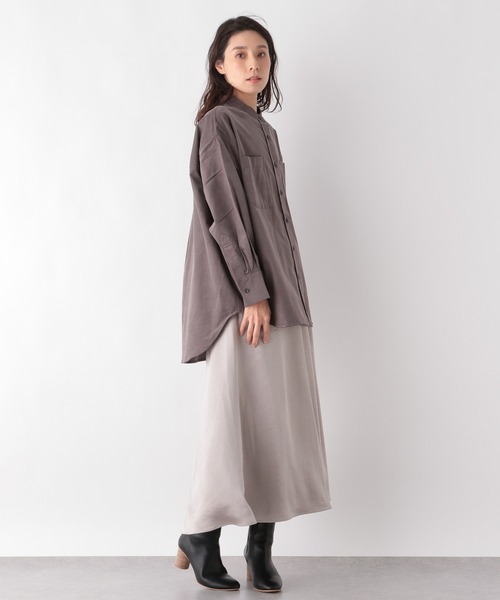 LEPSIM（レプシィム）の「コールバンドカラーシャツ　923965（シャツ/ブラウス・レディース・ピンク/モカ/グレイッシュベージュ・FREE）」の4枚目の写真