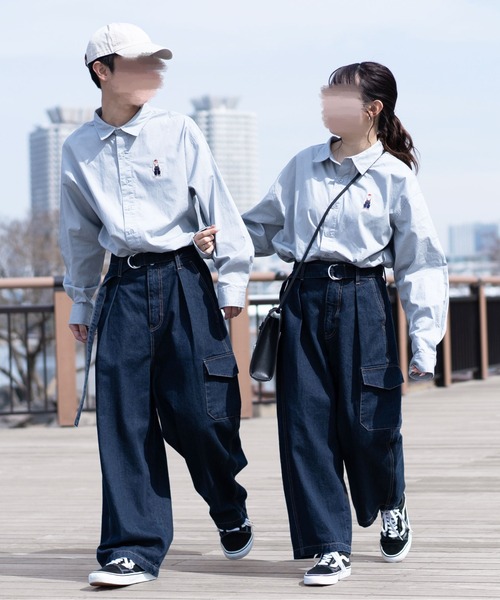 【Graphpaper】美品 ダークブルー メンズワイドパンツ ベルト付き Graphpaper】美品 ダークブルー メンズワイドパンツ ベルト付き