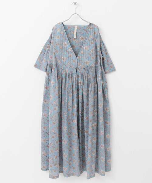 siiwa（シーワ）の「siiwa　インドプリントカシュクールワンピース（ワンピース・レディース・ブルー/オフホワイト・ONE）」の10枚目の写真