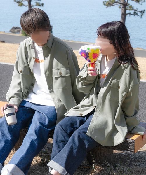 PairPair(ペアペア)の「ツイルルーズシャツジャケット(ユニセックス/セットアップ)(シャツ/ブラウス・レディース・アイボリー/ライトカーキ/グレイッシュベージュ・FREE)」の3枚目の写真