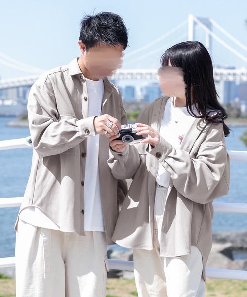 PairPair(ペアペア)の「ツイルルーズシャツジャケット(ユニセックス/セットアップ)(シャツ/ブラウス・レディース・アイボリー/ライトカーキ/グレイッシュベージュ・FREE)」の2枚目の写真