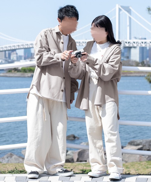 PairPair(ペアペア)の「ツイルルーズシャツジャケット(ユニセックス/セットアップ)(シャツ/ブラウス・レディース・アイボリー/ライトカーキ/グレイッシュベージュ・FREE)」の15枚目の写真